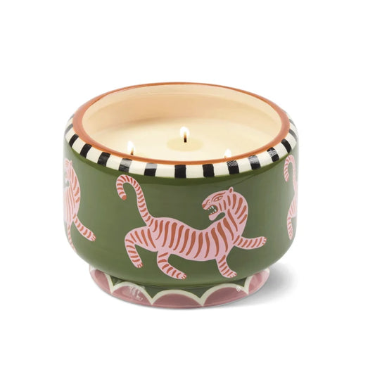 24 oz Ceramic Tiger Candle - Black Cedar