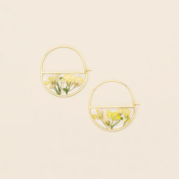 Pressed Flower Hoop Earrings