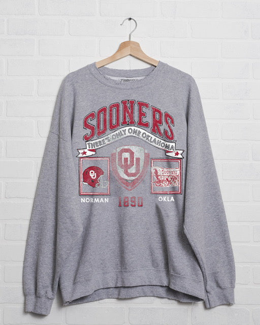 OU Sooners Prep Patch Grey Thrifted Sweatshirt