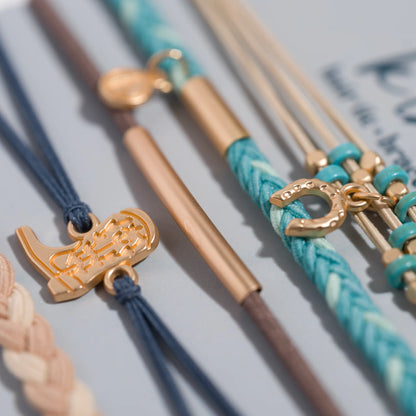 "Stride" Turquoise with Gold Cowboy Boot Hair Tie Bracelets