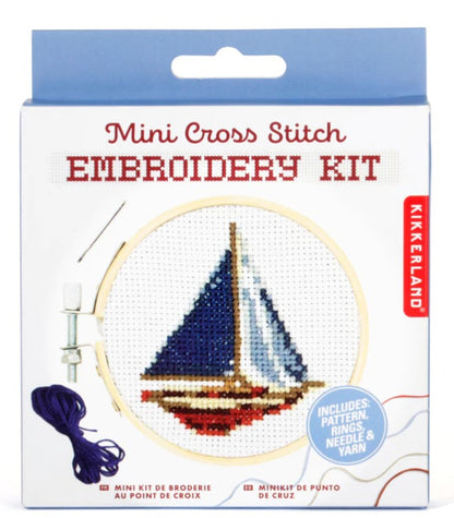 Sailboat Mini Cross Stitch Embroidery Kit