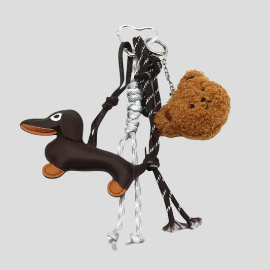 Dog Bag Charm Set - Brown