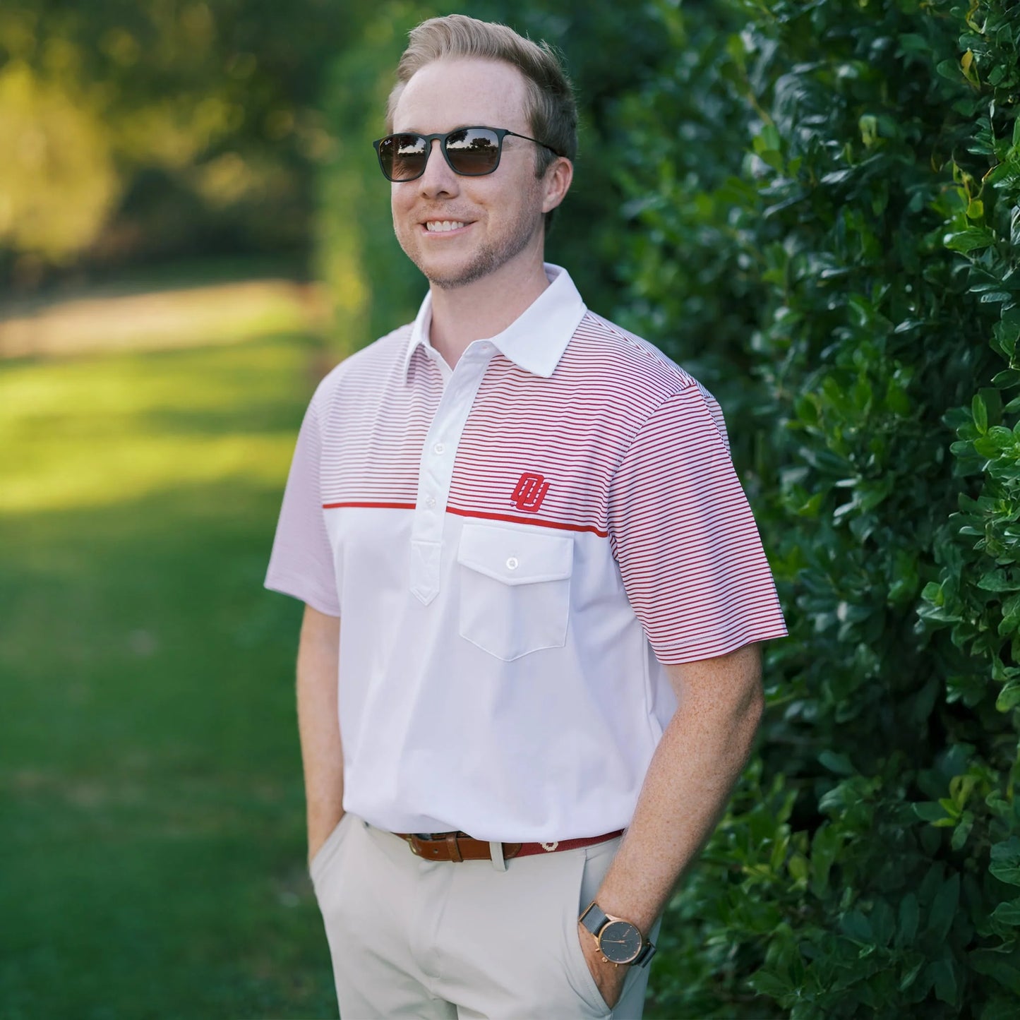 Disco Logo Polo w/ Crimson Striping