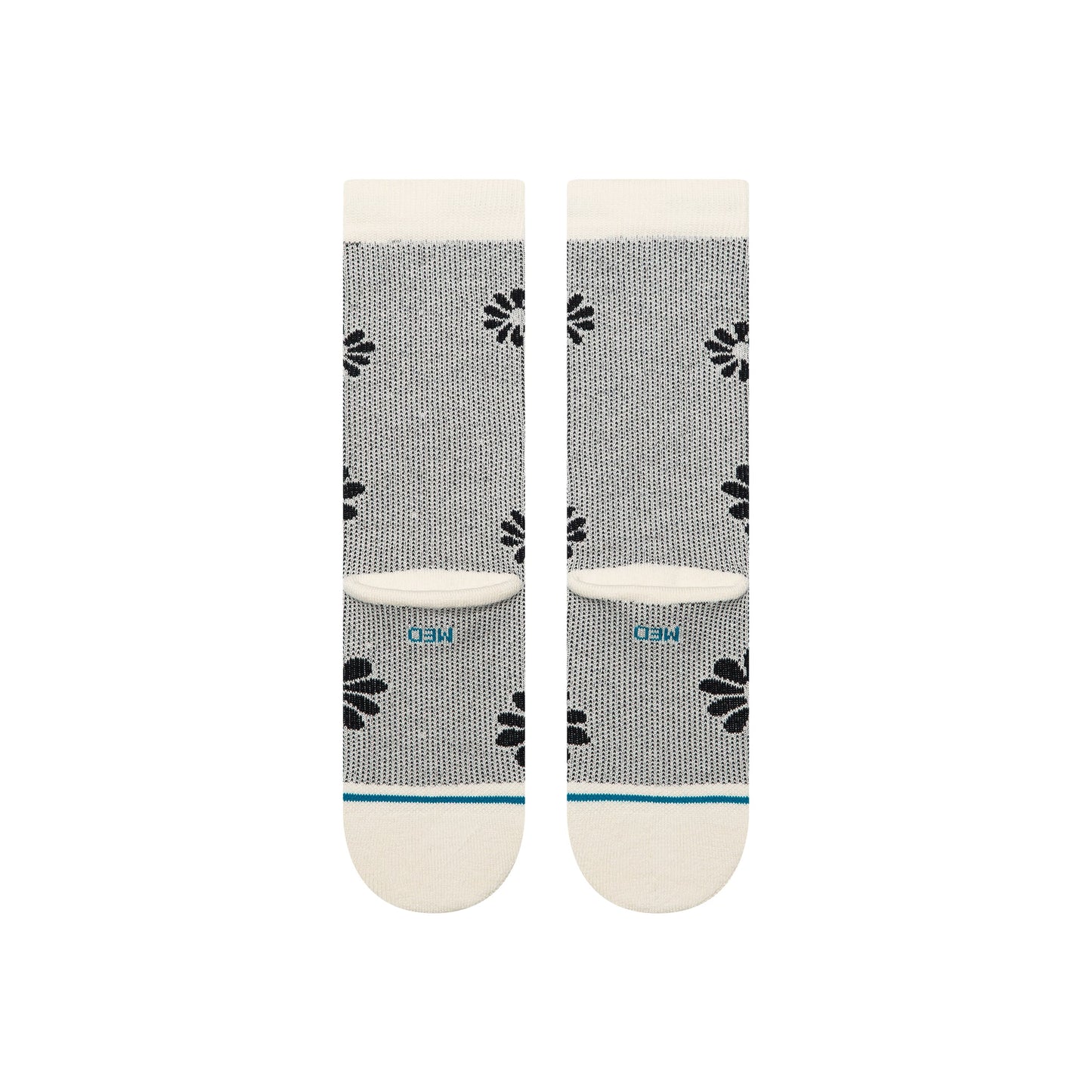 Floral Stitch Crew Socks - Ivory - MD