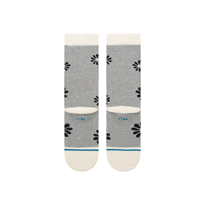 Floral Stitch Crew Socks - Ivory - MD