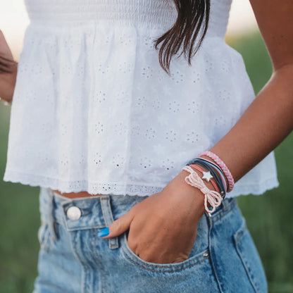 "Wish" Pink Bow & Star Hair Tie Bracelet