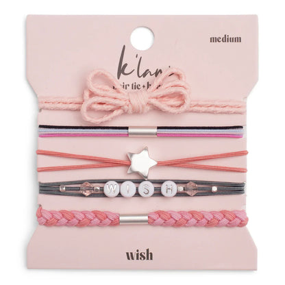 "Wish" Pink Bow & Star Hair Tie Bracelet