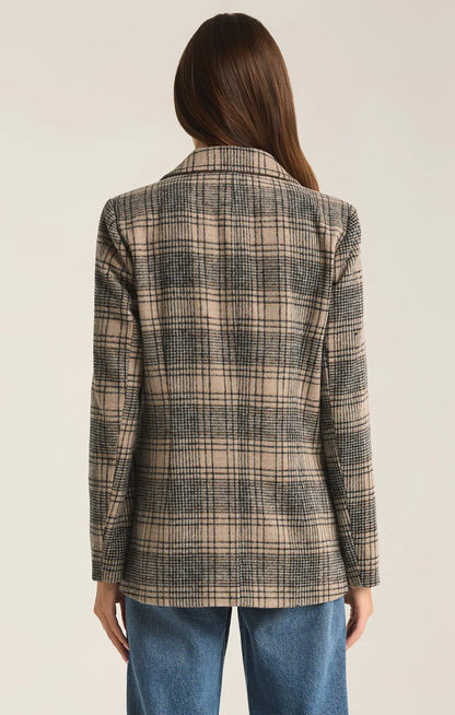 Kingston Relaxed Plaid Blazer - Latte