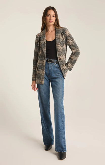 Kingston Relaxed Plaid Blazer - Latte