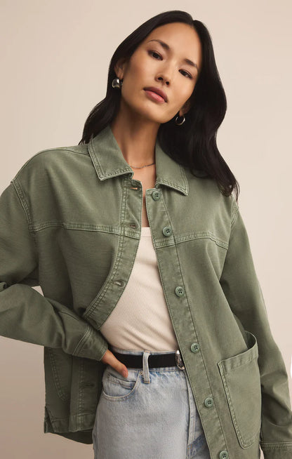 On The Road Relaxed Twill Chore Jacket - Hunter Green