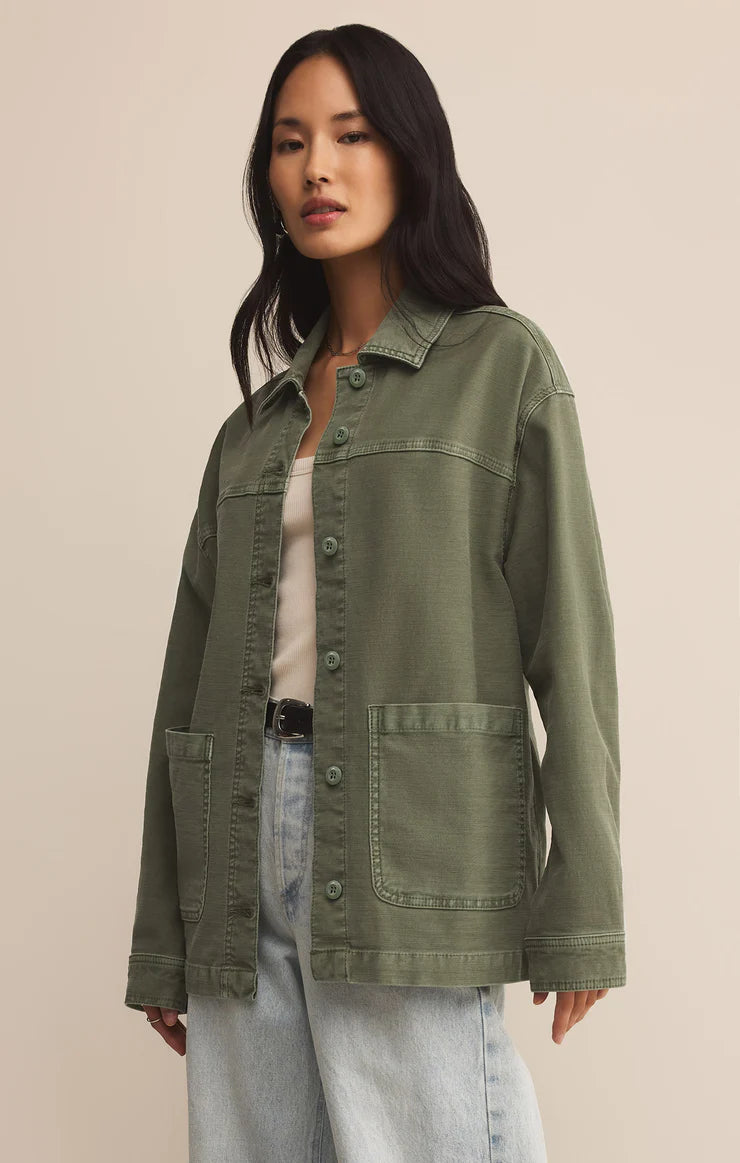 On The Road Relaxed Twill Chore Jacket - Hunter Green