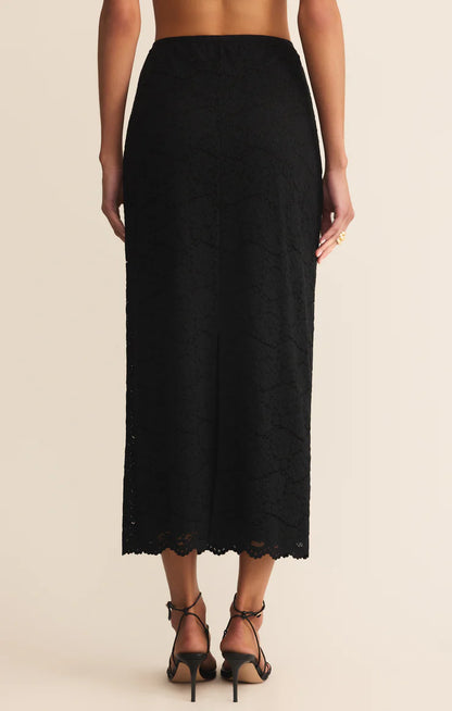Via Lace Midi Skirt - Black