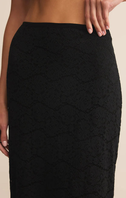Via Lace Midi Skirt - Black