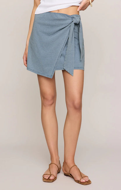 Sora Jersey Denim Mini Skirt - Ocean Air Indigo
