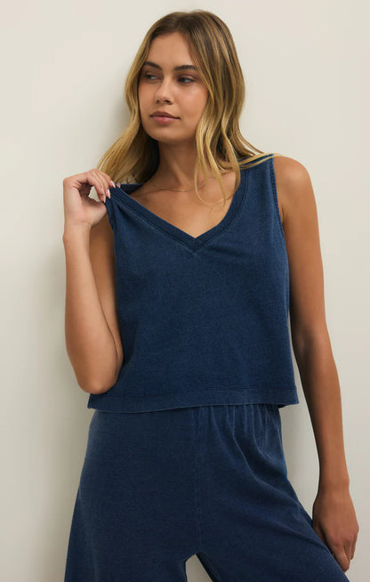 Sloane V-Neck Denim Tank - Indigo