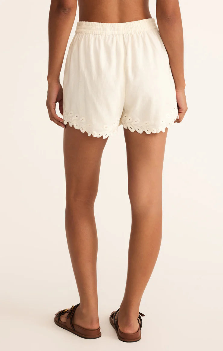 Pesaro Embroidered Linen Short - White