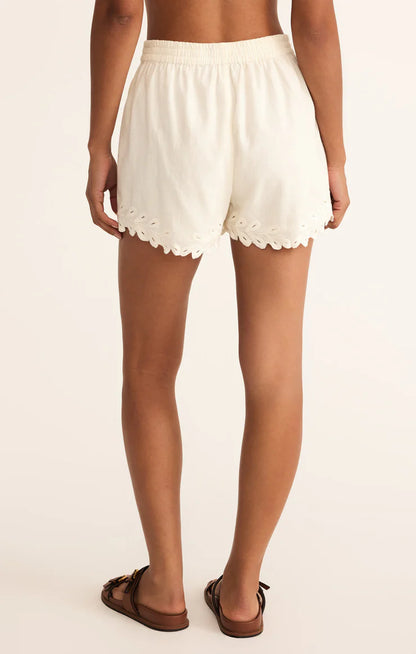 Pesaro Embroidered Linen Short - White