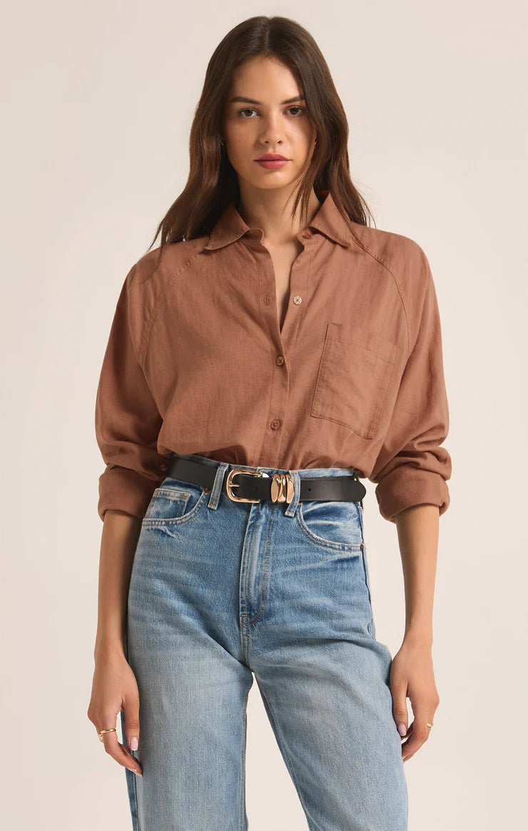 The Perfect Linen Top - Mocha Mousse