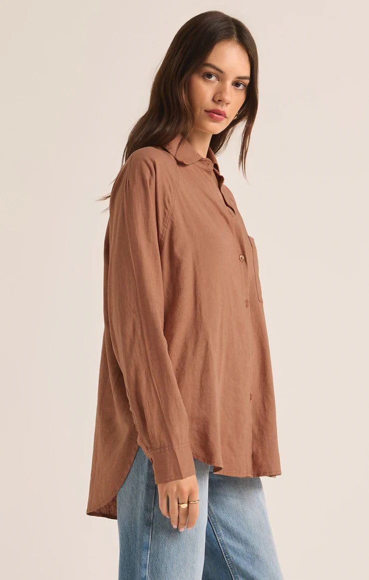 The Perfect Linen Top - Mocha Mousse