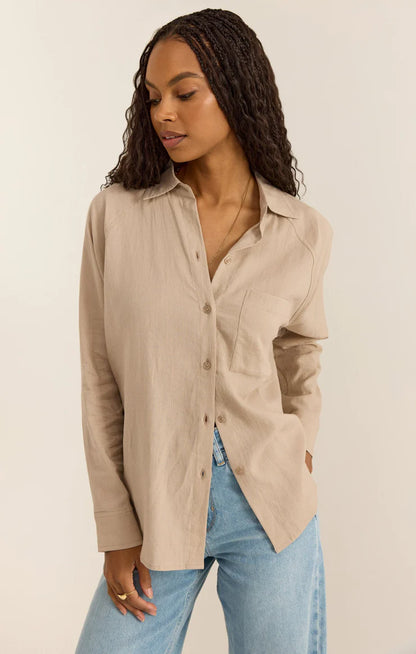 The Perfect Linen Top - Putty