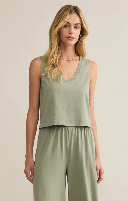 Sloane V-Neck Top - Avocado