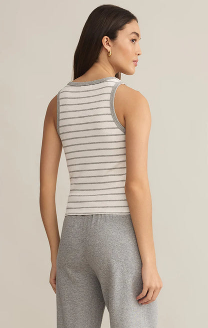 Hadley Striped Tank - Heather Grey