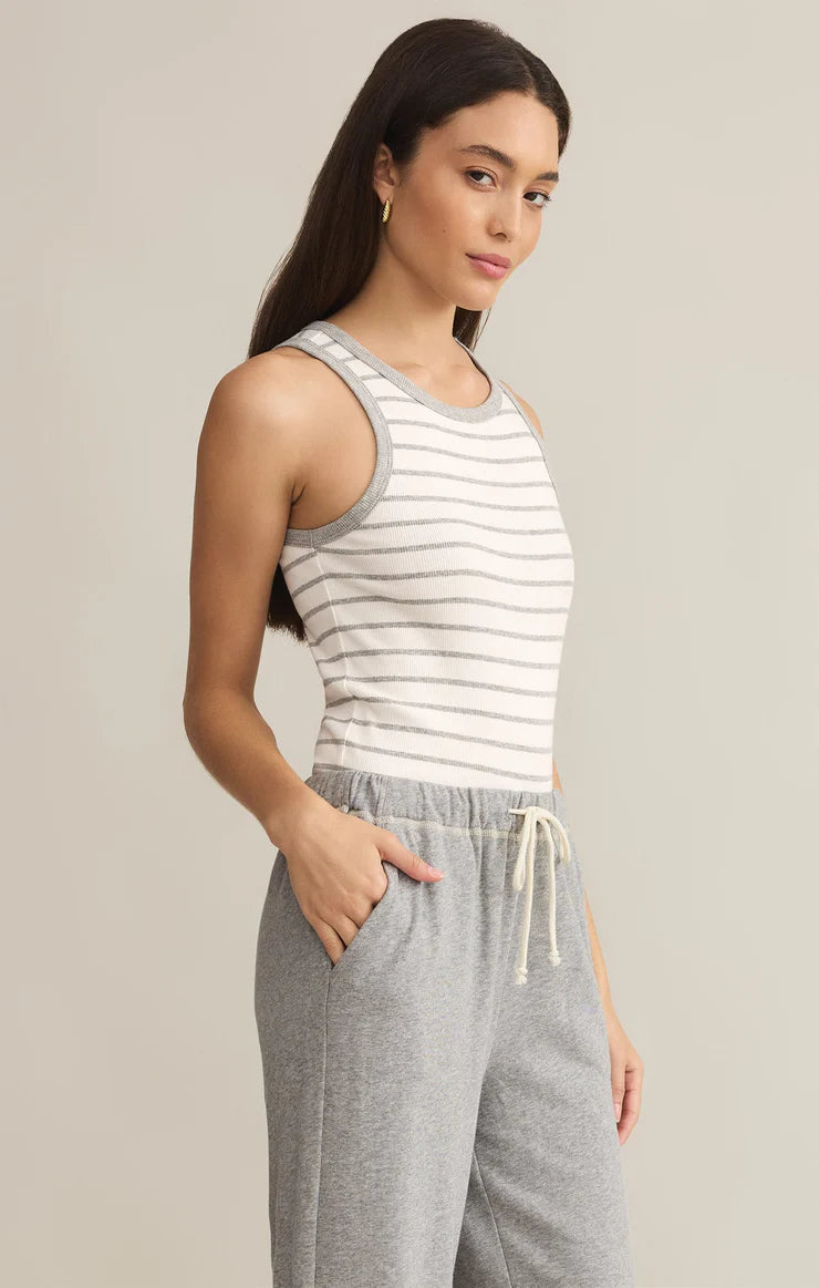 Hadley Striped Tank - Heather Grey