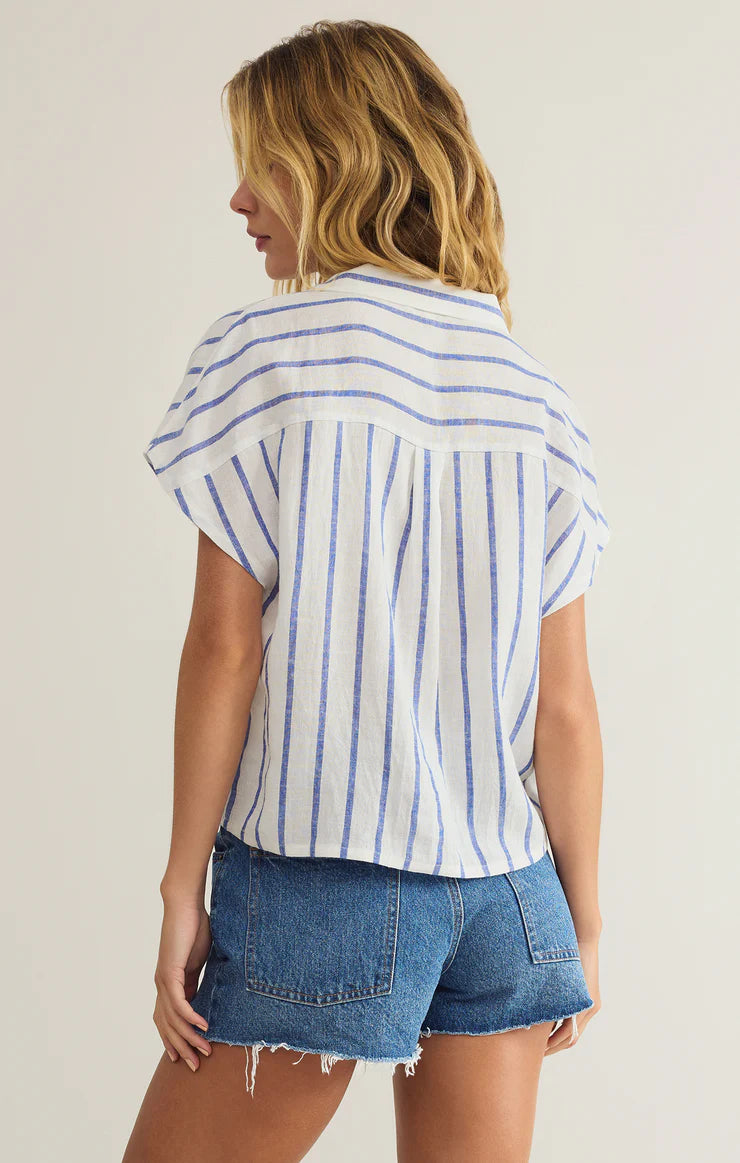 Parallel Button Down Top - Palace Blue