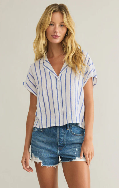 Parallel Button Down Top - Palace Blue