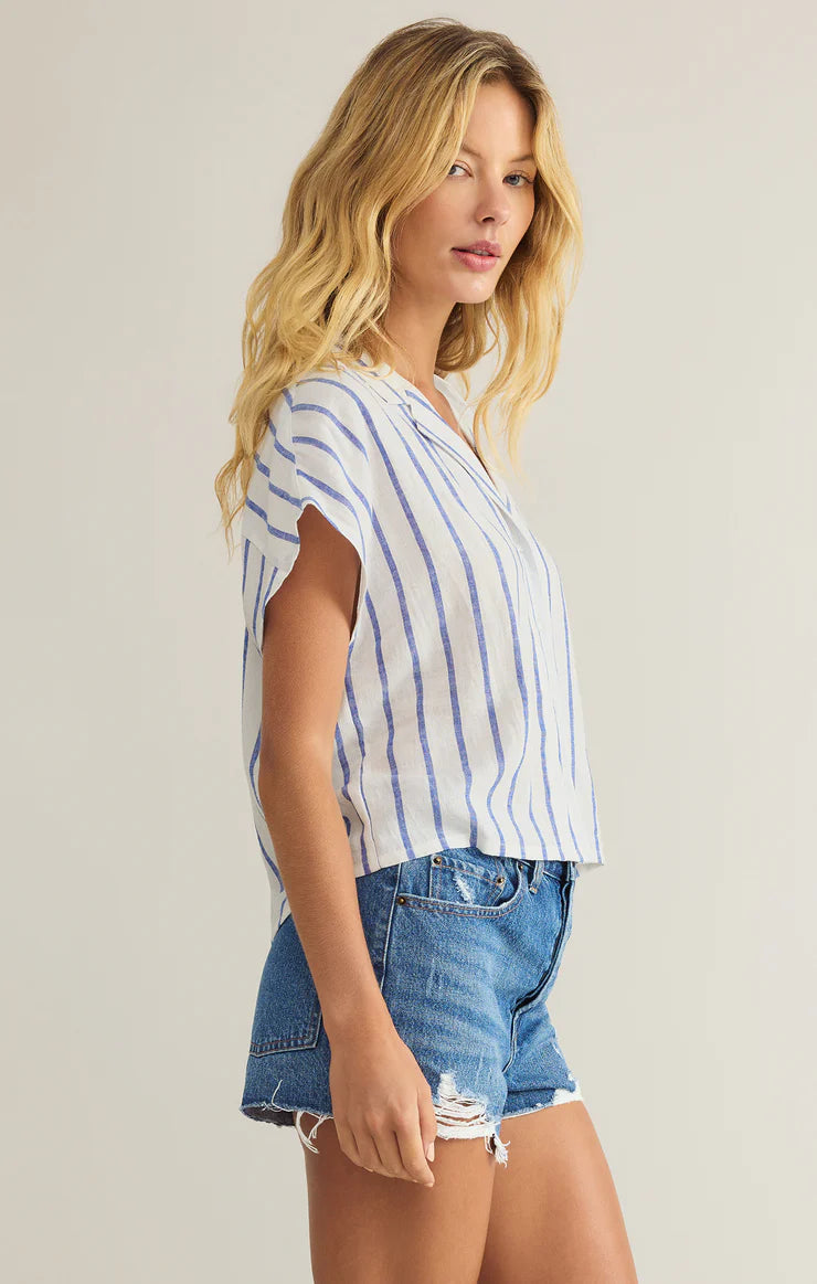 Parallel Button Down Top - Palace Blue