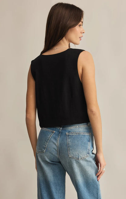 Marta Linen Vest - Black