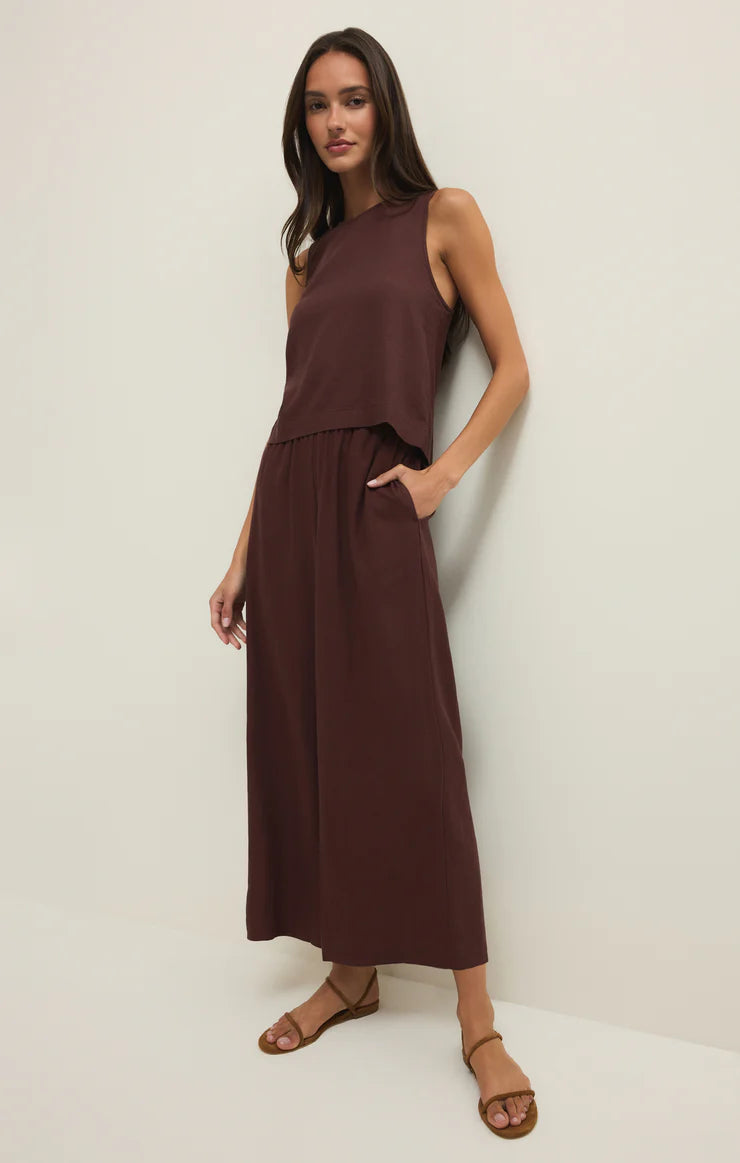 Sloane Linen Top - Chocolate Cherry