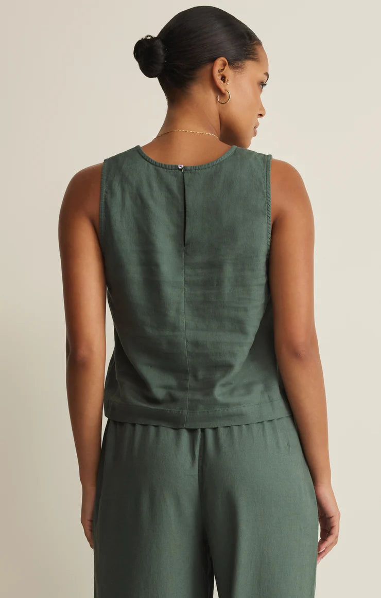 Sloane Linen Top - Everglade