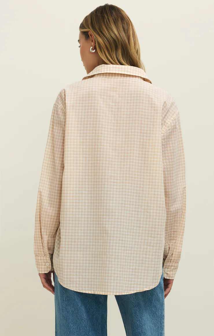 Seaport Gingham Button Up Top - Parchment