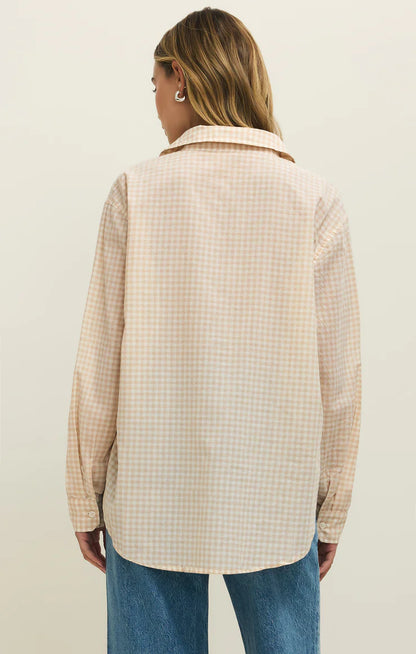 Seaport Gingham Button Up Top - Parchment