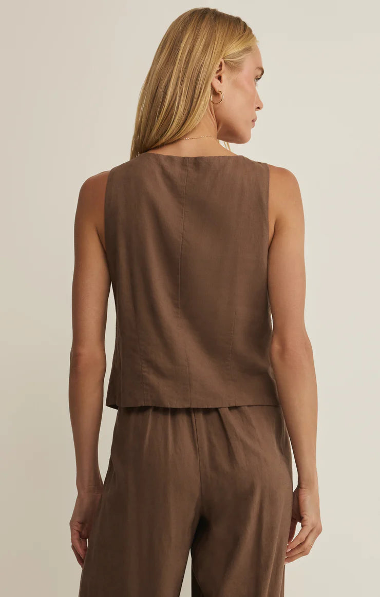 Roman Linen Vest - Palo Santo