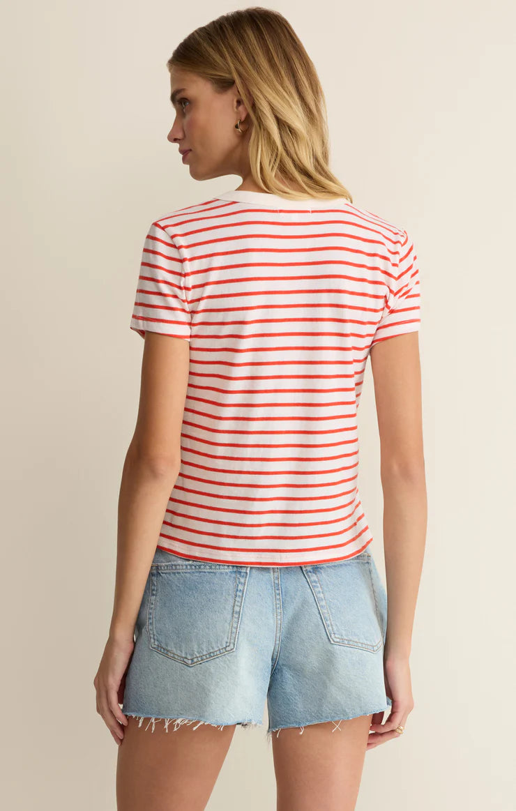 Junie Striped Tee - Lychee