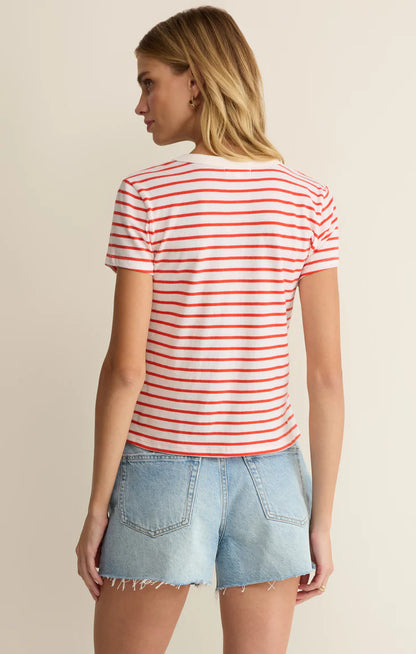 Junie Striped Tee - Lychee