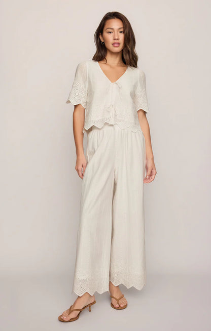 Oceanside Embroidered Top - White