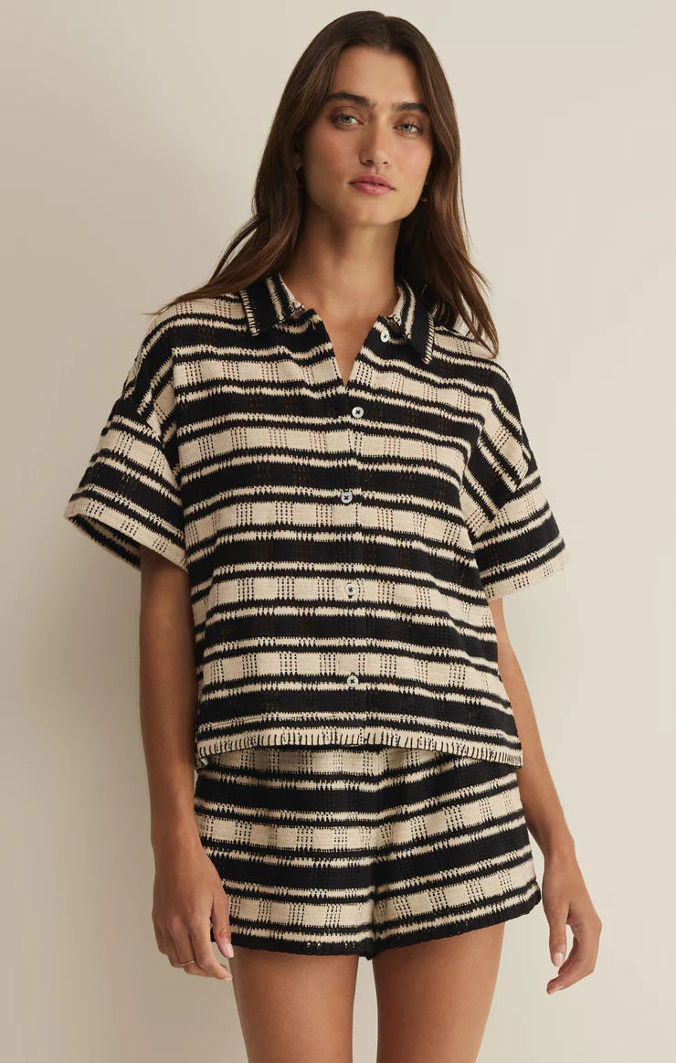 Monaco Button Up Top - Natural