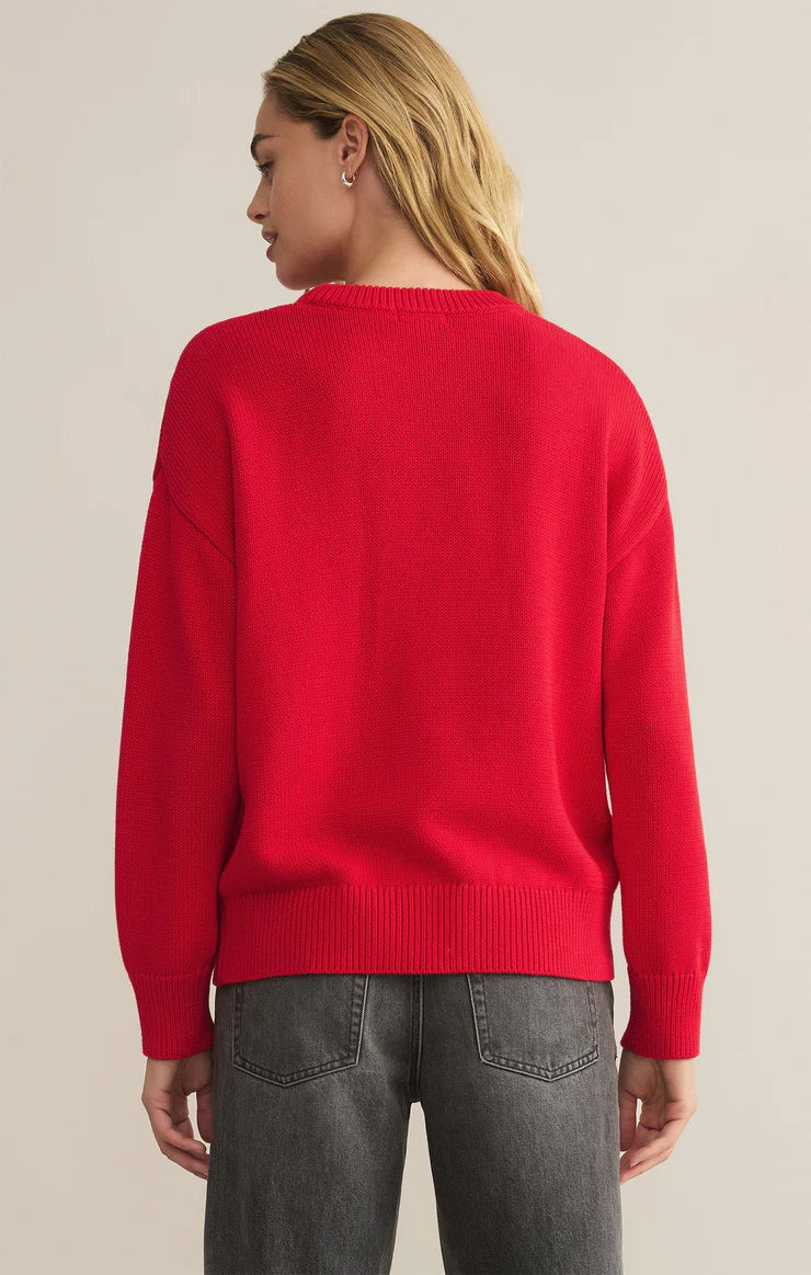 Love Notes Boyfriend Sweater - Cherry