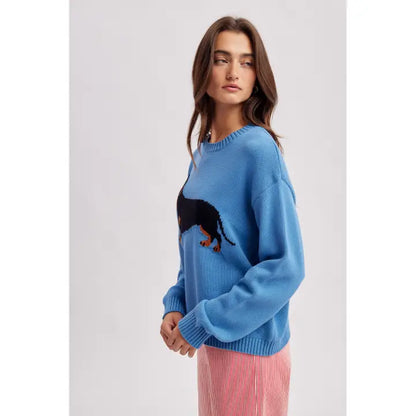 Dachshund Sweater - Pacific Blue