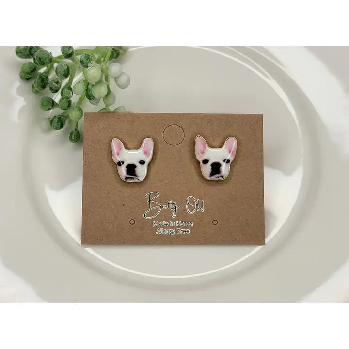 Frenchie Face Stud Earrings