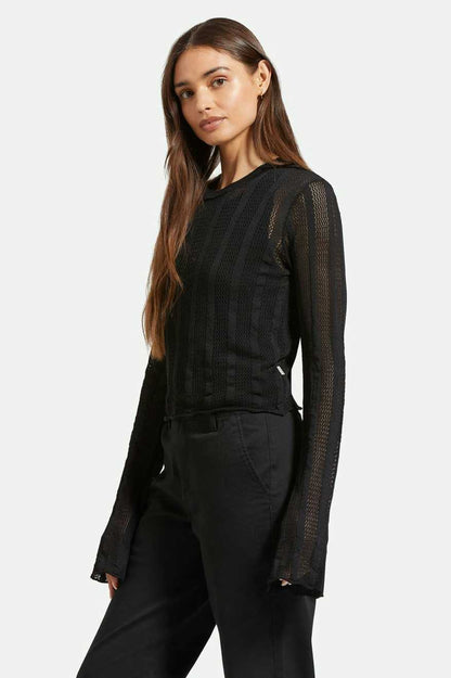 Sheer Knit Top L/S - Black