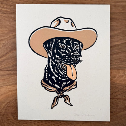 Black Lab Cowdog - Signed 8x10in Silkscreen Print
