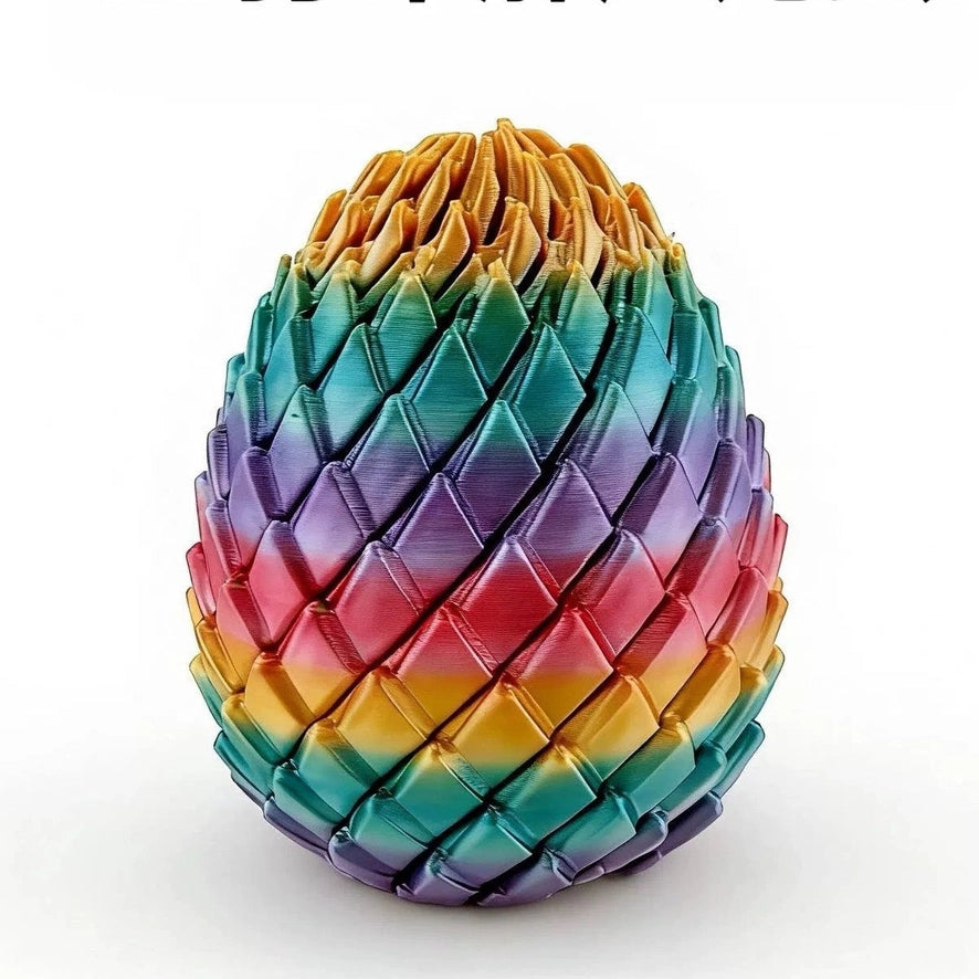 3D Printed Dragon Egg Twisty Fidget Toy Stress-Relief Toy - Rainbow