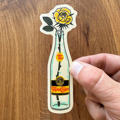 Yellow Rose Bottle Vinyl Sticker 4"