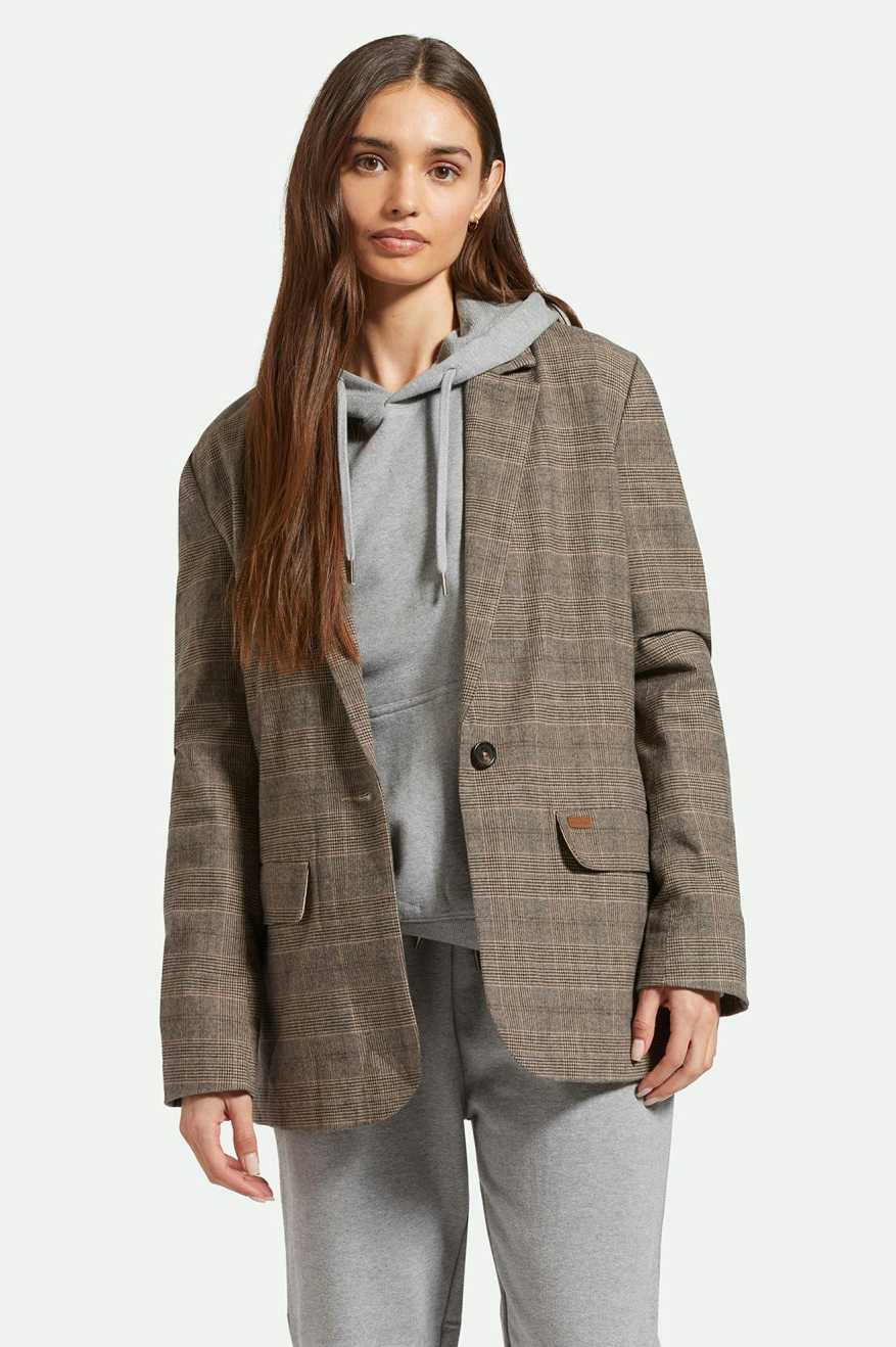 Manhatten Blazer - Brown/Cream Houndstooth