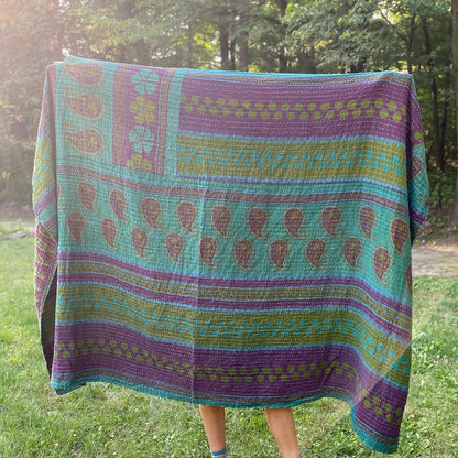 Overdyed Kantha Throw Blanket