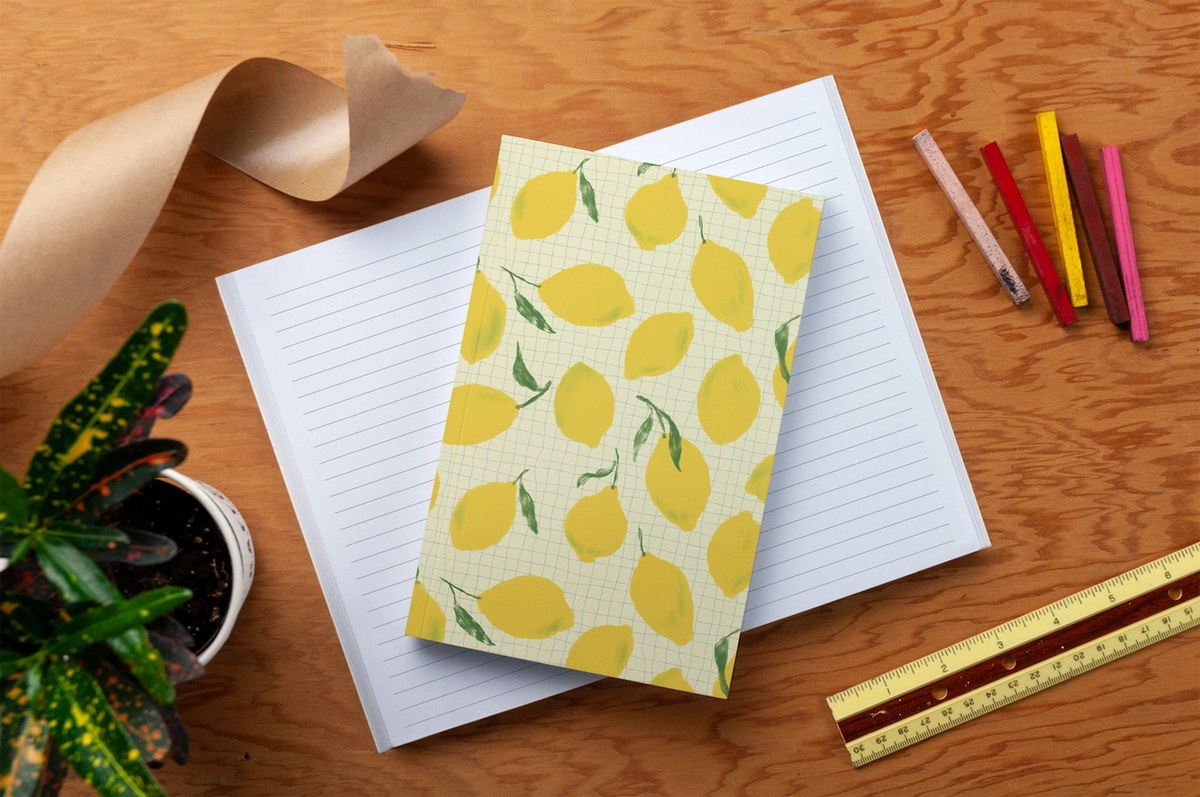 Lemon Grid Lemon Grid Classic Layflat Notebook – Blue Seven